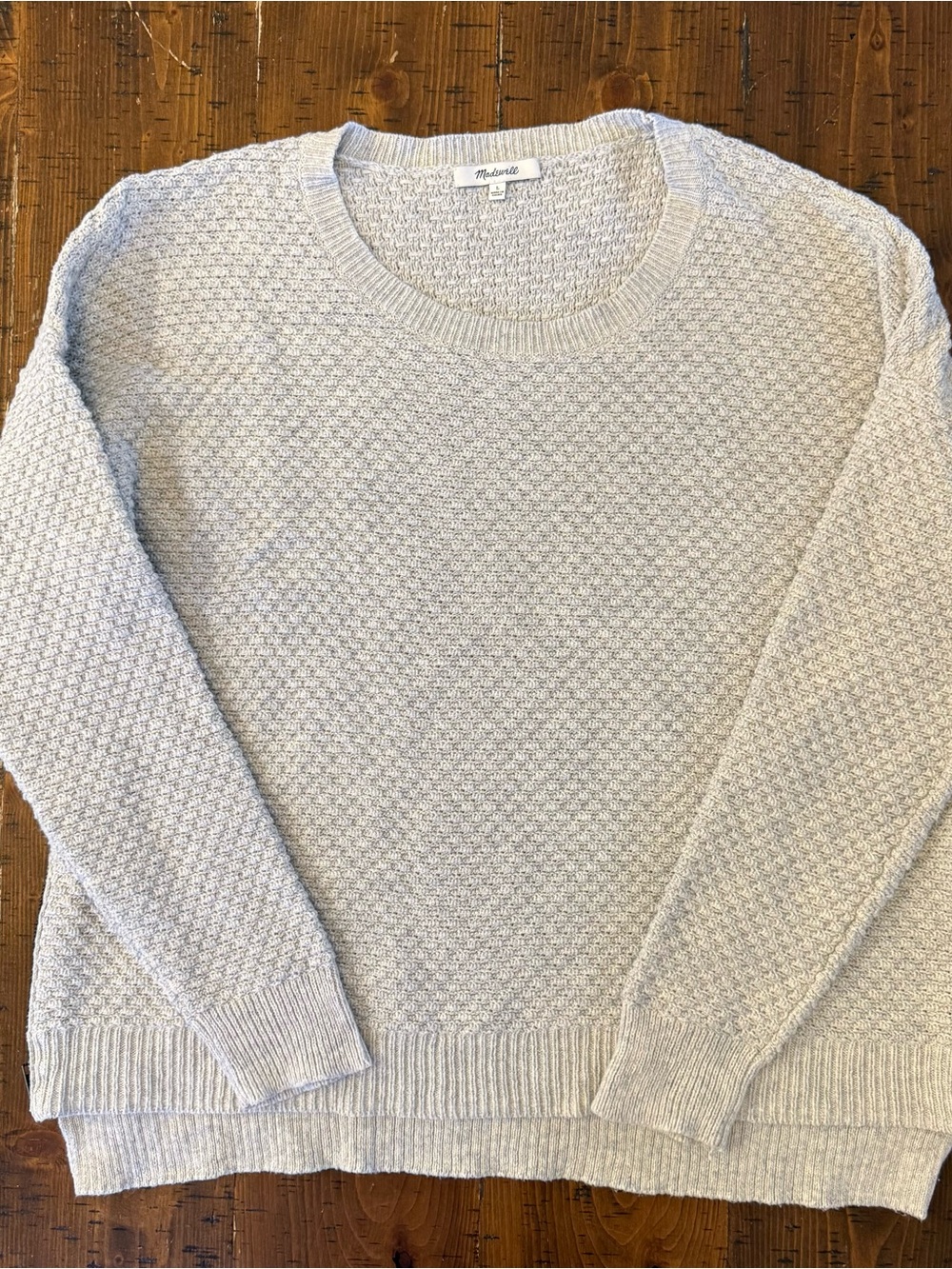 Madewell Crewneck Sweater Gray Textured Side Zipper Size Large